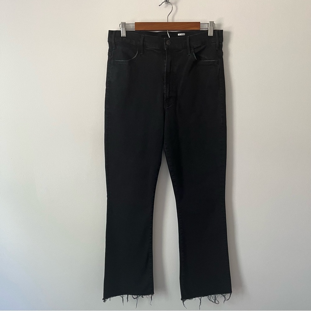 Mother Hustler Ankle Fray Not Guilty Black Flare Jeans 32